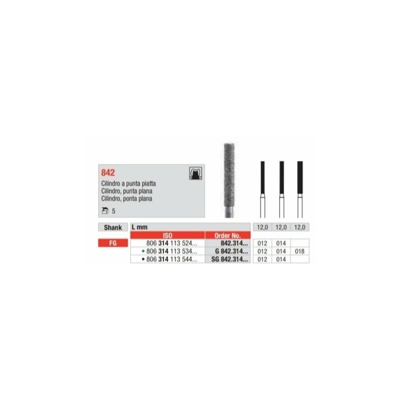 G842-FG Fresa diamantada grano grueso cilindro corte plano