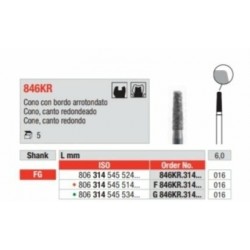G846KR-FG Fresa diamantada grano grueso en forma de cono con canto redondeado