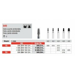 G849-FG Fresa diamantada grano grueso en forma de cono con punta redondeada