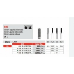 G880-FG Fresa diamantada grano grueso   forma de cilindro con punta redondeada