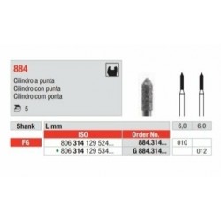 G884-012-FG Fresa diamantada grano grueso en forma de cilindro con punta.