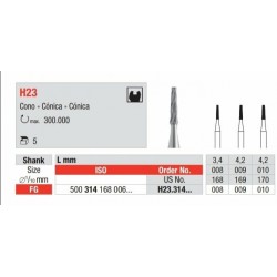 H23-FG Fresa carburo tungsteno forma de conica