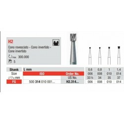 H2-FG Fresa Cono invertido en carburo de tungsteno para cavidades