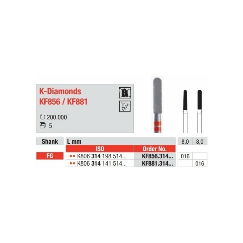 KF856-FG Cortador de coronas para ceramica integral y zirconia