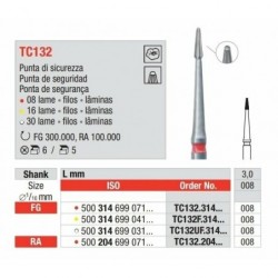 TC132-008-FG Fresa carburo de tungsteno 8 laminas multilamina  con punta inactiva cuello fino