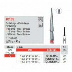 TC135F-FG Fresa carburo de tungsteno 16 laminas  multilamina  con punta larga  inactiva para acabado.