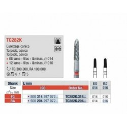TC282K-FG Fresa curetaje conico torpedo larga 8 laminas acabado composite