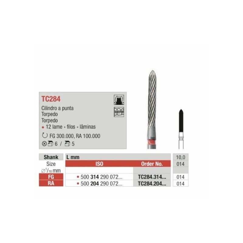 TC284-FG Fresa con forma de  cilindro a punta en multilamina para acabado