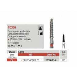 TC336-FG  Fresa con forma de  cono  punta redondeada   multilamina para acabado.