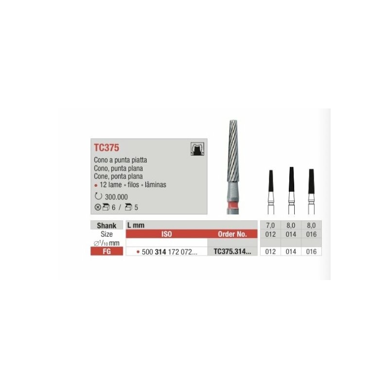 TC375-FG Fresa cono punta plana multilamina para acabado de composites