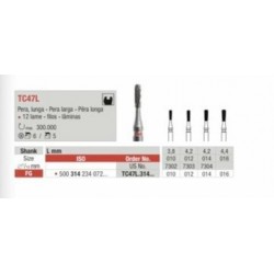 TC47L-FG  Fresa con forma de pera larga multilamina para acabado composite