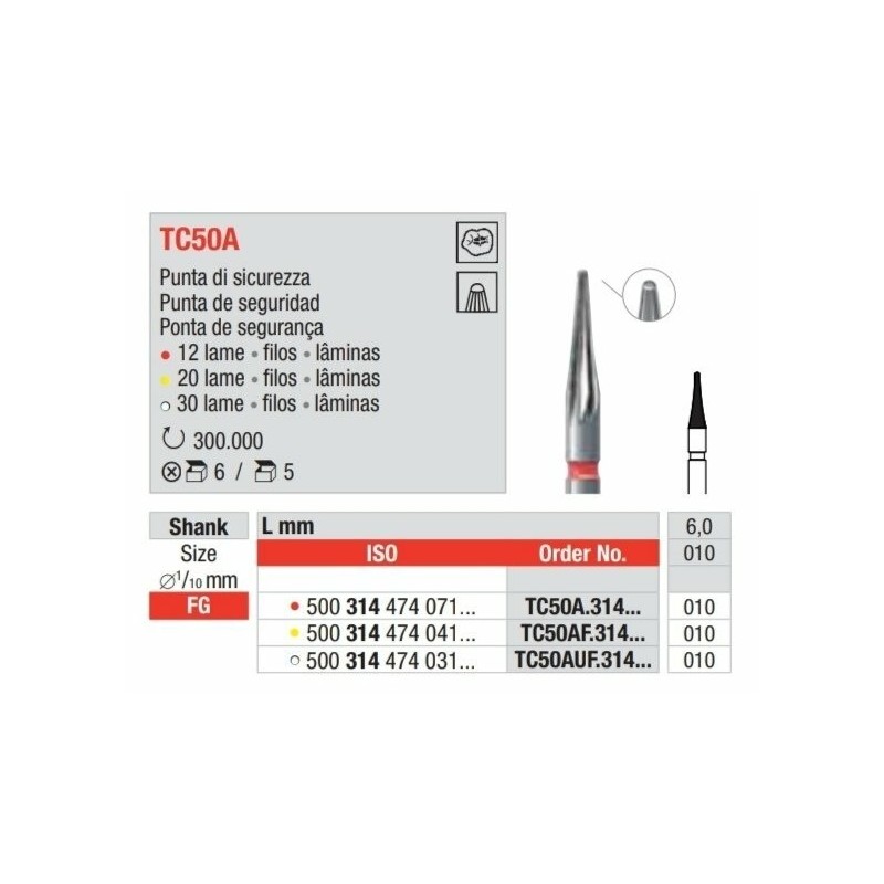 TC50AUF-FG Fresa carburo de tungsteno multilamina  con punta inactiva para acabado.