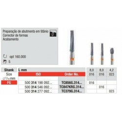TC856G-FG Fresa para desbaste y tallado  intraoral de aditamientos de titanio forma cono con punta plana