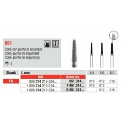 copy of G851-FG Fresa diamantada grano grueso en forma de cono con punta inactiva