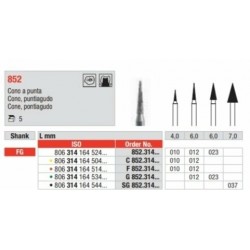 G852-023-FG Fresa diamantada grano  grueso de cono en puntiaguda