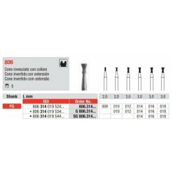 SG806-014-FG Fresa diamantada cono invertido grano super grueso con extension