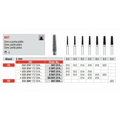 copy of F847-FG Fresa diamantada grano fino con forma de cono y punta plana