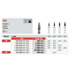 C860-012-FG Fresa diamantada grano super fino en forma de llama