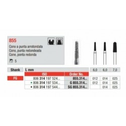 855-025-FG Fresa diamantada grano medio forma de cono con punta redondeada