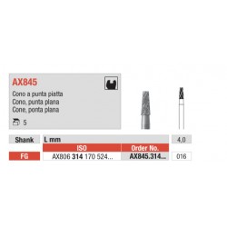 AX845-FG  Fresa cono punta plana diamante para tallados rápidos