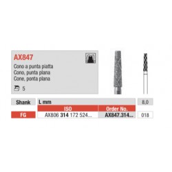 AX847-FG Fresa cono punta plana diamante para tallados rápidos