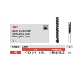 TC842-FG Fresa diamante turbo en forma de cilindro punta plana