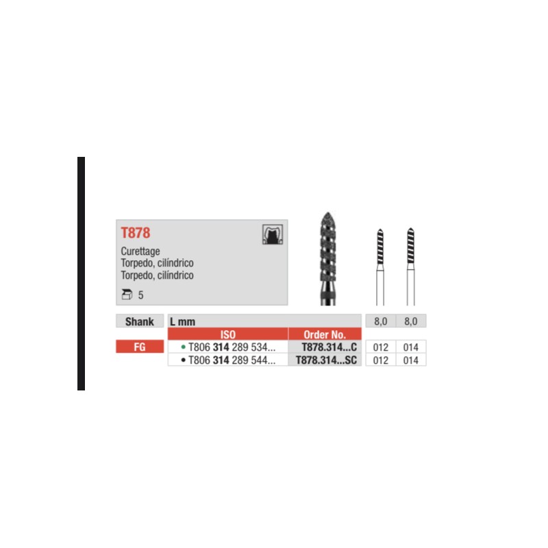 TC878-FG Fresa diamante turbo torpedo cilindro